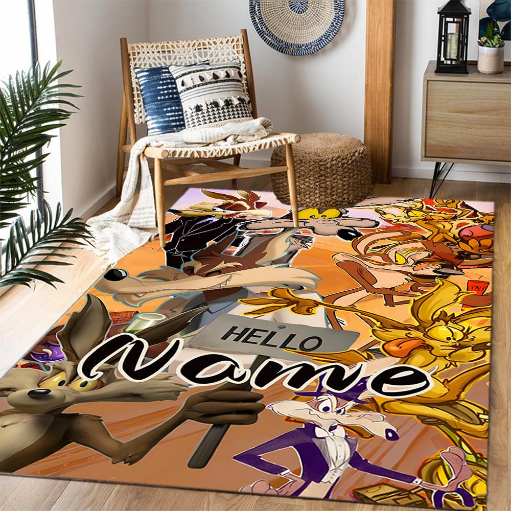 Looney Space Jam Run Event Customizable Name Floor Mat Suitable for Decorate room Balcony Entryway Dining Room Anti-slip Rug Anime Office Decor