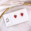 S925 Silver Needle Girl Sense Cute Small Strawberry Net Red Wild Earrings Student Birthday Gift Accessories Crystal Earrings