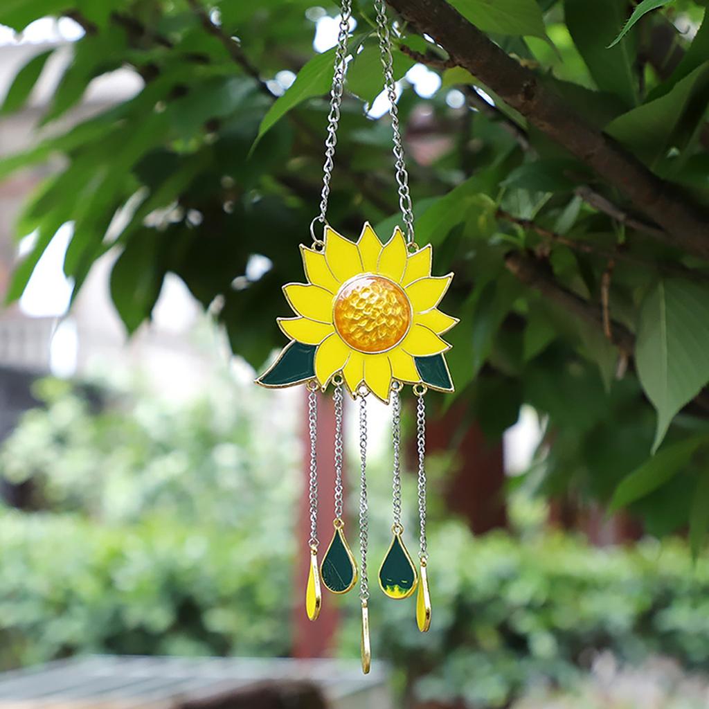 Indoor Ornaments Dripping Sunflower Pendant Alloy Flower Wind Chimes Pendant