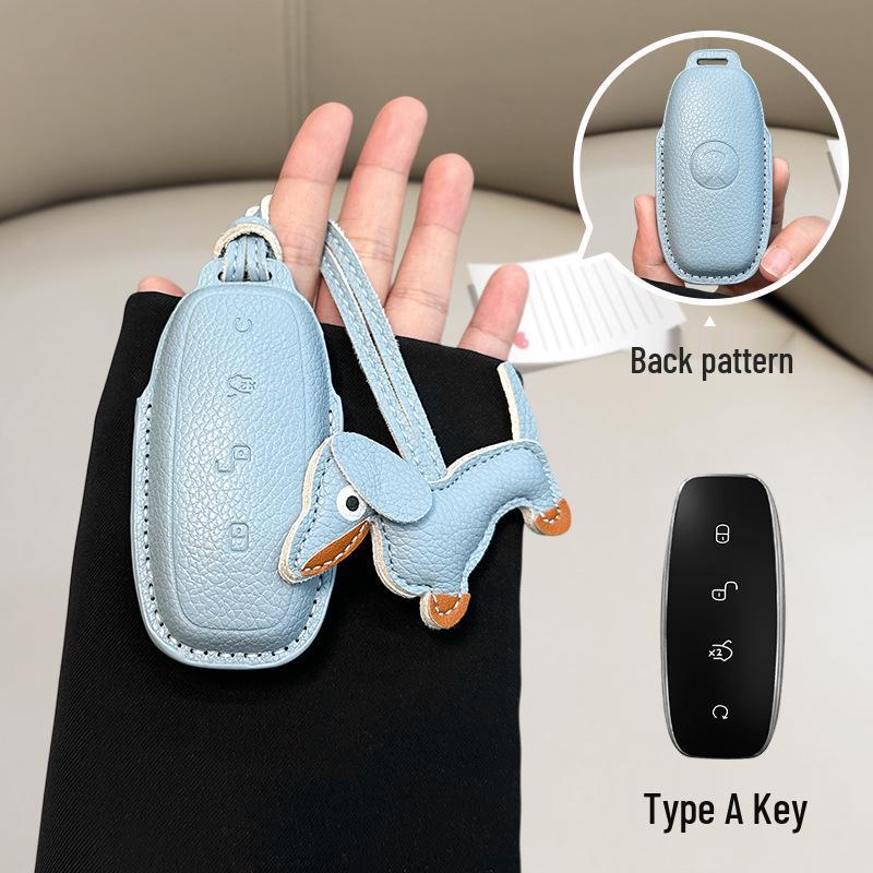 French Style Leather Key Case for BYD D9/N7/N8 - Full Coverage Remote Control Protective Shell