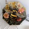 Bee Flower  Pattern, Automatic Folding Umbrella, Portable and Foldable Design, 8 Ribs, a Christmas or Birthday Gift.