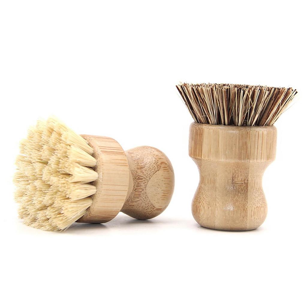 Dish Brush,   Scrub Brush Natural Sisal And  Bristles Dish For Cleaning Dishes,  Iron Pots, Pans, Vegetables And Sink 2pc