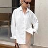Women Pink Linen Blend Oversized Button Down Long Sleeve Shirt