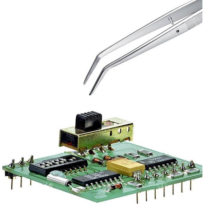 Knipex 92 34 36 Pince brucelle de précision pointue, courbée à 45° 155 mm