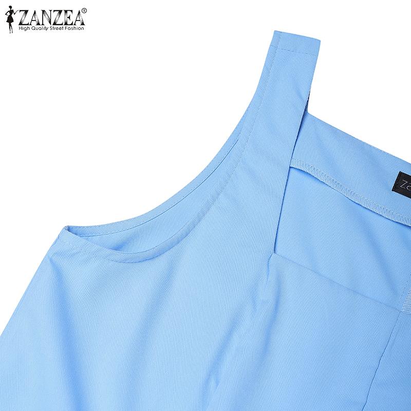 ZANZEA Women Casual Square Collar Summer Sleeveless Long Dress