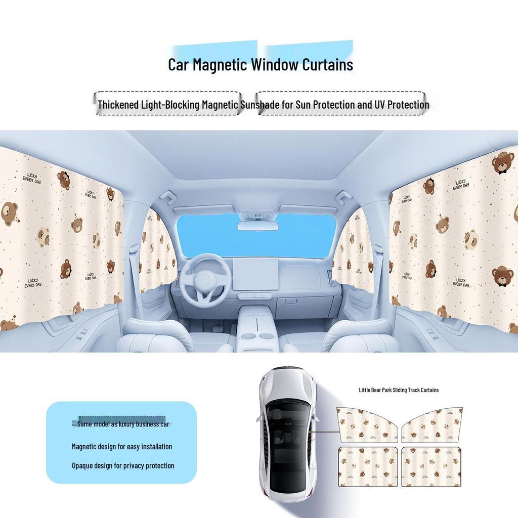Cartoon Magnetic Car Sunshade for Kids' Sun Protection and Privacy