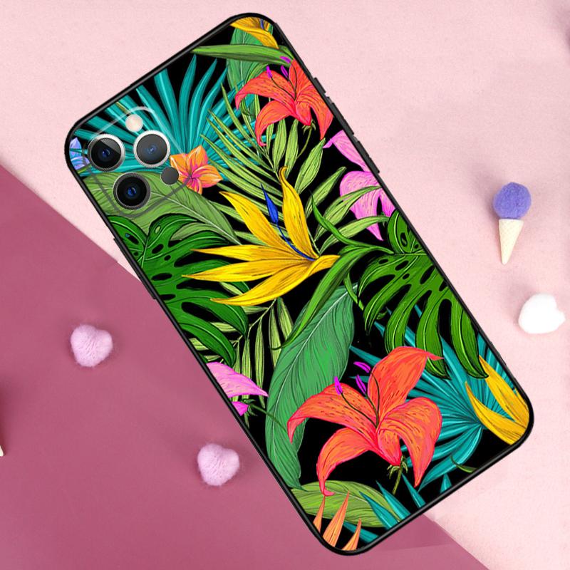 Tropical Leaf Pattern Phone Case For iPhone 17 Pro Max 11 14 15 16 Pro Max Plus 12 13 Mini 17 Air 16e Back Cover