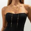 SHIXIN Vintage Imitation Pearl Crystal Long Chain Necklace Women Elegant Adjustable Gold Color Sweater Chain Jewelry Accessories