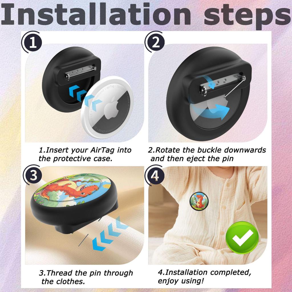Apple AirTag Silicone Protective Case for Elderly & Children - Anti-Lost Snap Pin Tracker Cover