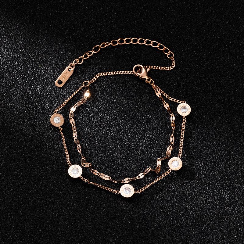 Dvojvrstvový prívesok s rímskymi číslicami v štýle vintage punk pre ženy Módny náramok s kúzlom pre ženy