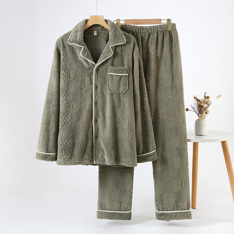 Herbst/Winter Sea Island Samt Partner-Pyjamas: Damen Warm & Herren Verdicktes Korallenfleece Hauskleidung