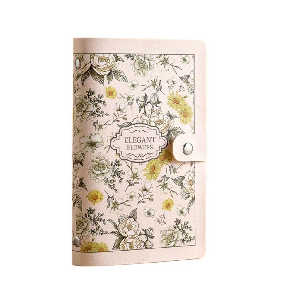 A6 Cash Budget Ledger Flower Printed Leather Savings Book Button Notebook for Money  Office