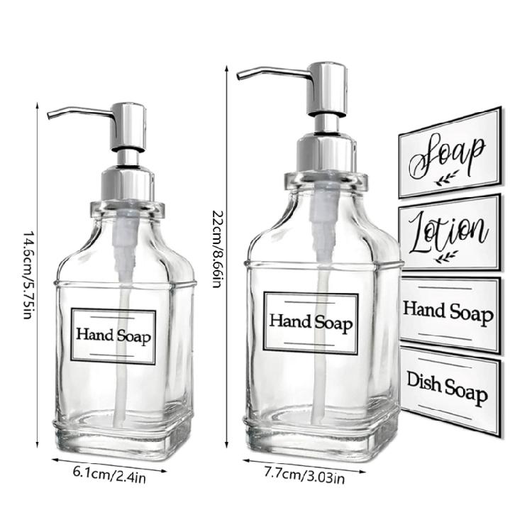 2 Piezas Dispensadores de Gel de Ducha de Vidrio Capacidad 550ml Botella Dispensadora de Líquido Recargable Dispensadores de Jabón