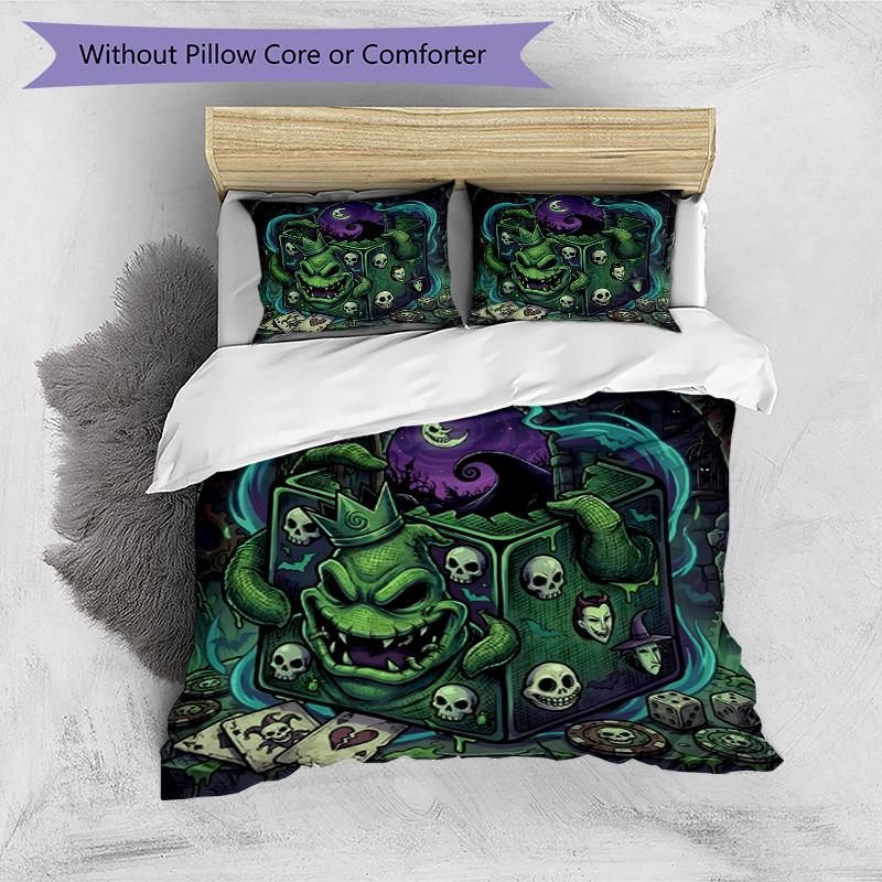 3pcs Duvet Cover Set (1*Duvet Cover + 2*Pillowcase, Without Core), The Nightmare Before Christmas Print Bedding Set, Bedroom Decor, All‑Season, Birthd