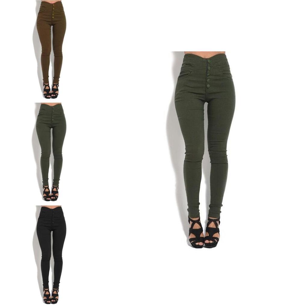 Comfortable Women Fashion Elastic Pants With Large Size And Sexy Button Leggings