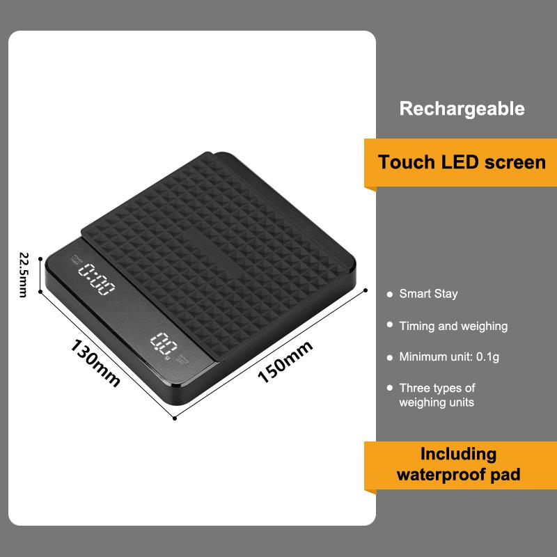 

Intelligent Coffee Electronic Scale 0.1g Precision With LCD Display, Heat Resistant Up To 135°C, Type-C Rechargeable
