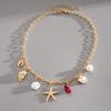 Ornaments Bohemian Shell Necklace Zinc Zinc Alloy Pearl Starfish Beach Pendant Shell Starfish Necklace  Beach