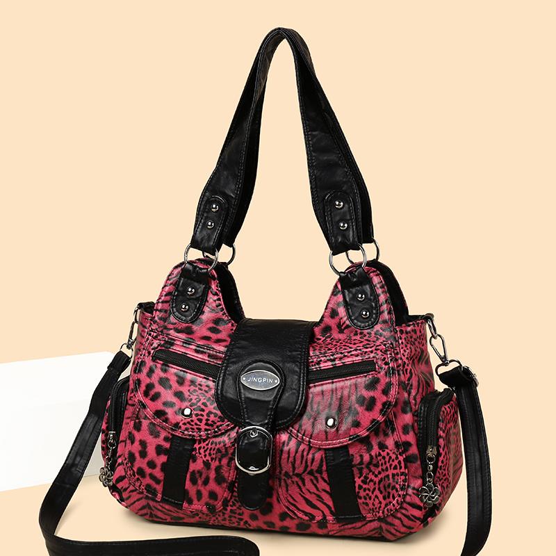 Vintage Leopard Schultertasche Damen Handtasche