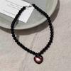 Sweet cool wind~ retro niche design dark kitty cat cartoon cute beaded necklace collarbone chain sweater chain