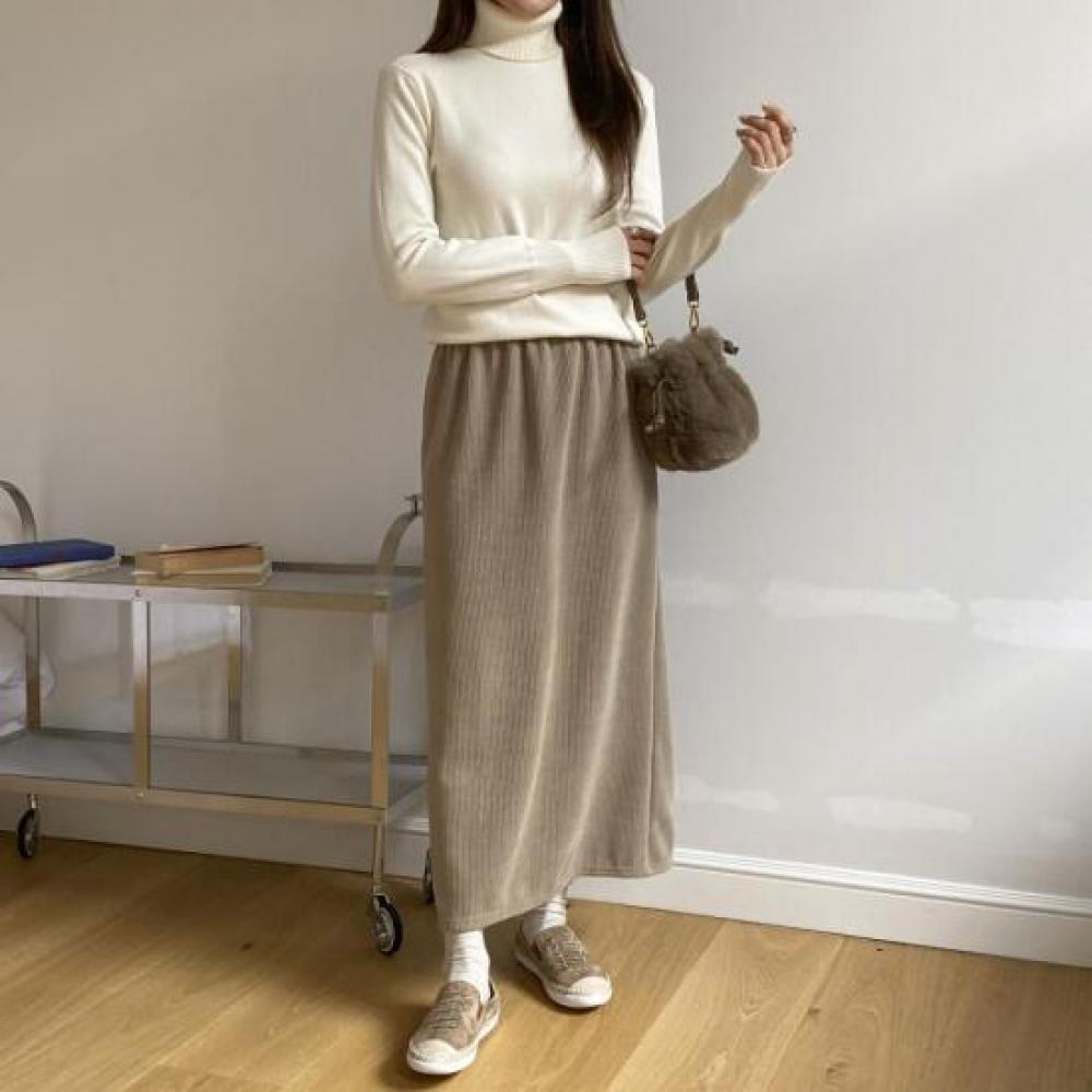 New Arrivals Open Run Women Nami Nang Banding Skirt Winter Long Ribbed Corduroy
