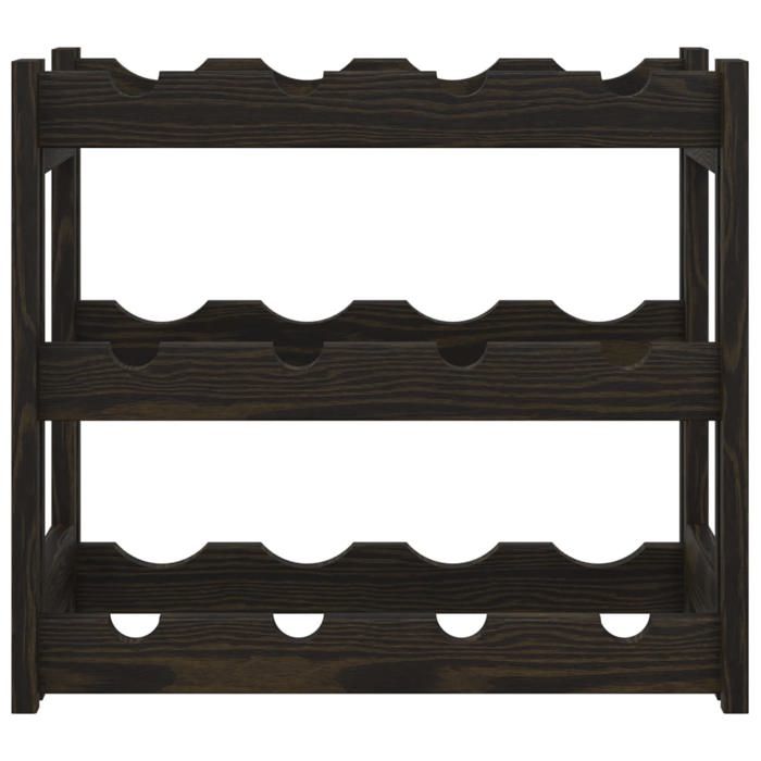 VidaXL Wine Rack for 12 Bottles Black Solid Pine Wood 373399