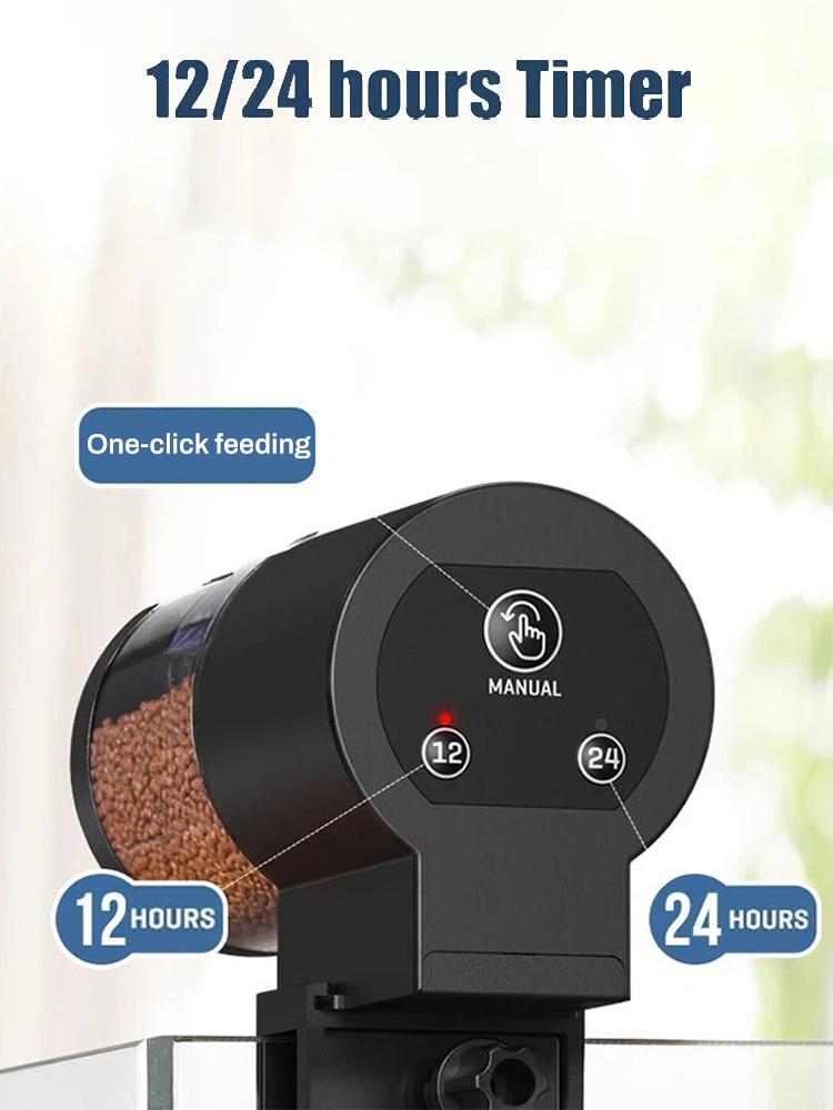 Automatic Fish Feeder for Aquarium,Manual and Automatic Mode,100ml Capacity Auto Fish Feeders Easy To Set Up with Battery