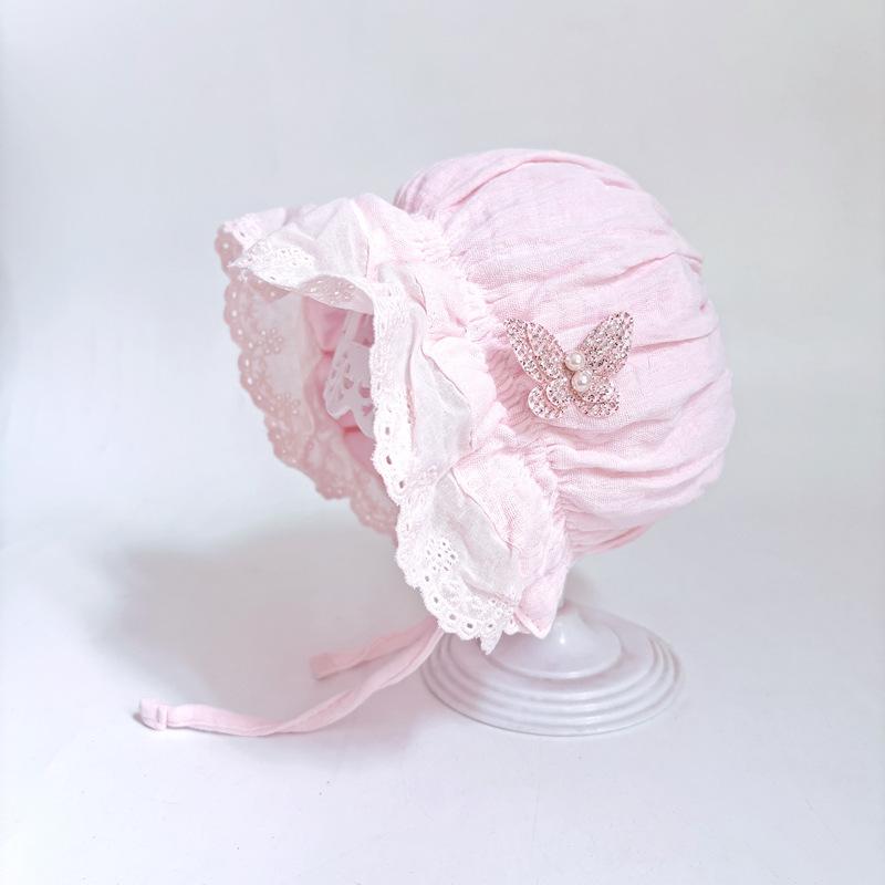 

Baby Girls Palace Hat - 100% Cotton, Thin for Spring & Autumn, Sun Protection for Summer, Cute Princess Style for Newborns ONE SIZE FITS MOST