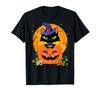 Halloween Chat Noir Sorcier et Citrouille Noir Unisexe S-5XL AD578 T-shirt Unisexe