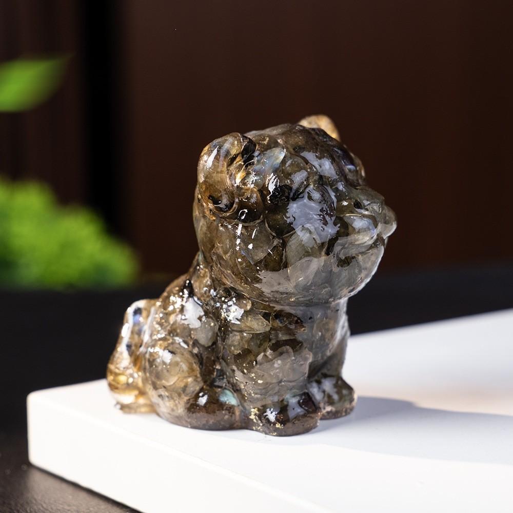 Resin Tiger Figurine Home Decor With Natural Crystal For Living Room Display