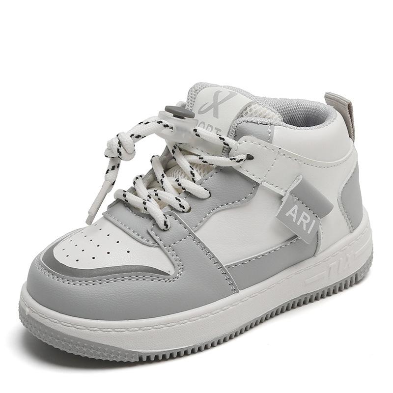 

New Autumn Fashion All-match Boys and Girls Solid Soft Bottom High Top Casual Sneakers 21 сірий колір