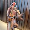 PU Leather Star Keychain & Bag Charm with Woven Rope