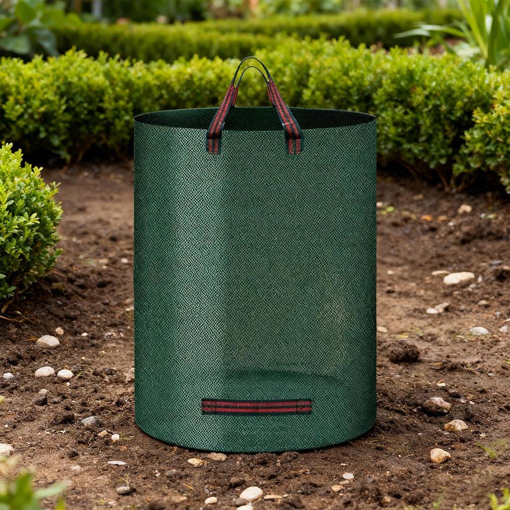 Yard Waste Bag Foldable Double Handles Reinforced Leaves Collection Bag Reusable for Garage Beach Backyard Park Playground