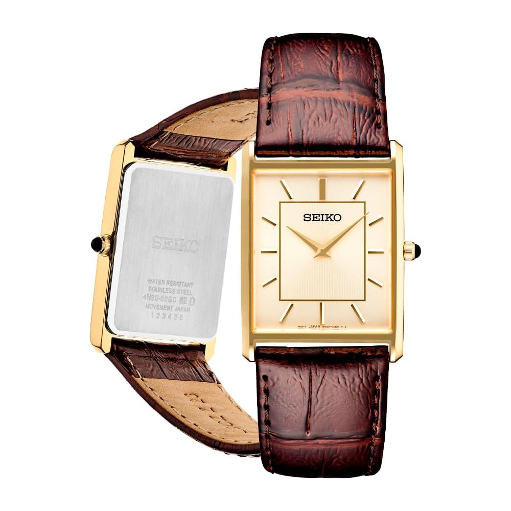 

Чоловічий наручний годинник Seiko з нержавіючої сталі, японський кварцовий, для ділового стилю, зі шкіряним ремінцем, коричневий, розмір 10 (Модель: SWR064)