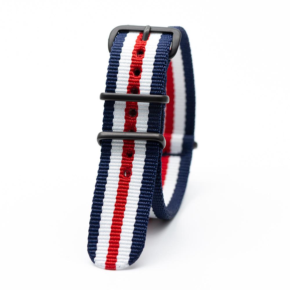 Black Nylon & Canvas Watch Strap with Vacuum-Plated Buckle