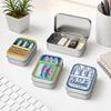 Retro Sardine Print Mini Metal Storage Tin, Portable Hinged Box for Earbuds Jewelry Pills Coins Travel Desk