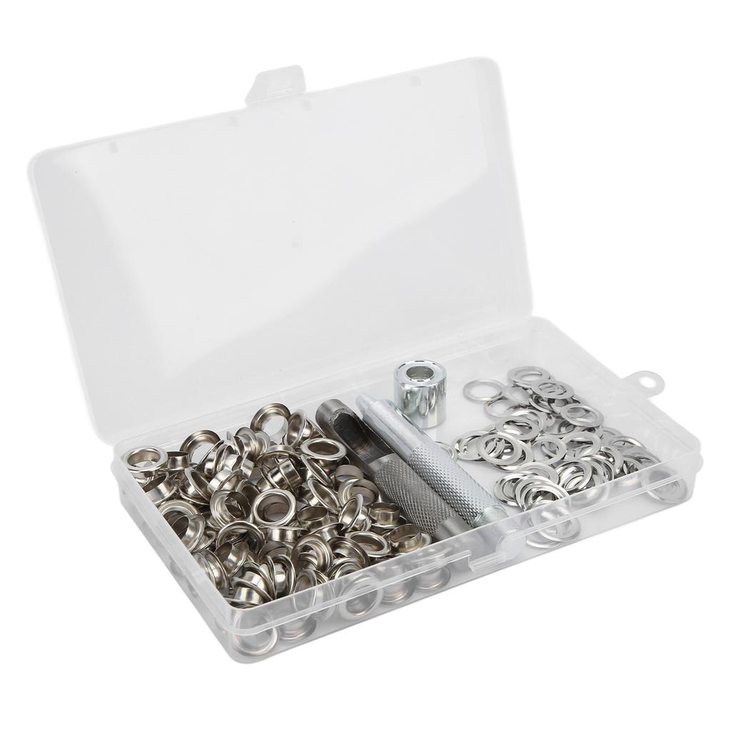 100 Sets Grommets Silver Color Wear Resistant   Production Robust Structure Grommet Tool for Clothing Shoes
