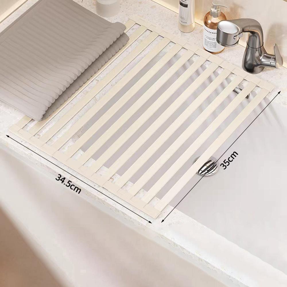 35 x 34.5cm Over Sink Dish Drying Rack Foldable Drainer Shelf Space Aluminum Roll Up Mat Kitchen Organizer