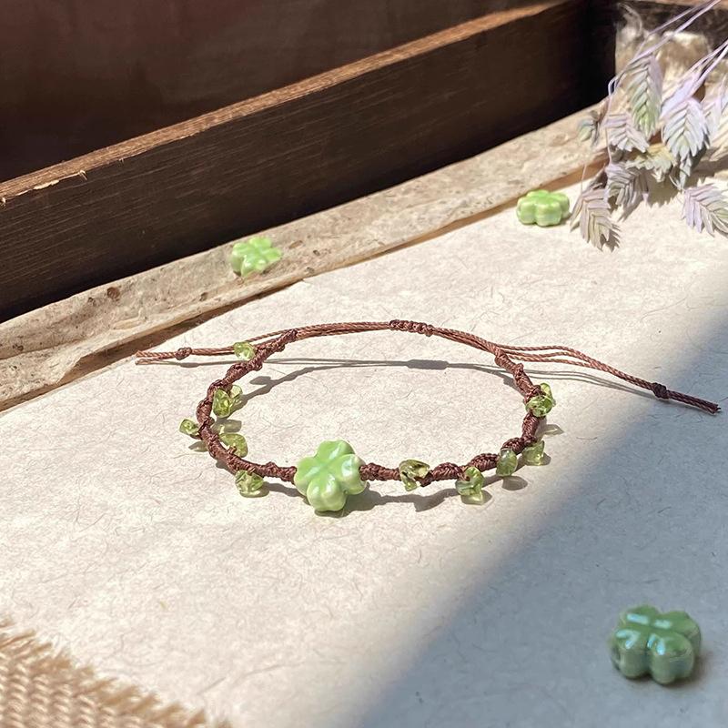 Vintage Four-Leaf Clover Lucky Hand-Woven Bracelet For Women Fine Fashion Party Jewelry Gifts
