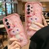 Phone Case: 2D Flat Samsung Galaxy A34 A35 S20 S22 S21 FE Plus Ultra Protective Case, Pink Bunny On the Edges, Christmas and Halloween Gift