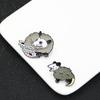 Funny Awesome Possum Shaped Brooches Grey Enamel Fierce Opossum Pins Animal Badge