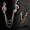 Broche Pin para Mulheres, Broche de Clave de Sol e Colcheia com Correntes Metálicas Desalinhadas, Design Musical com Strass Pin de Lapela para Músicos Formal Casual