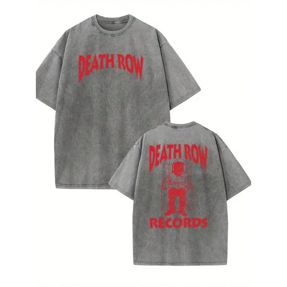 Continuously T-shirt Death Row Records Rood Vintage T-shirt met Korte Mouwen Voor Mannen Vrouwen Street Heren T-shirt Casual Gewassen Katoenen Tops Kleding L