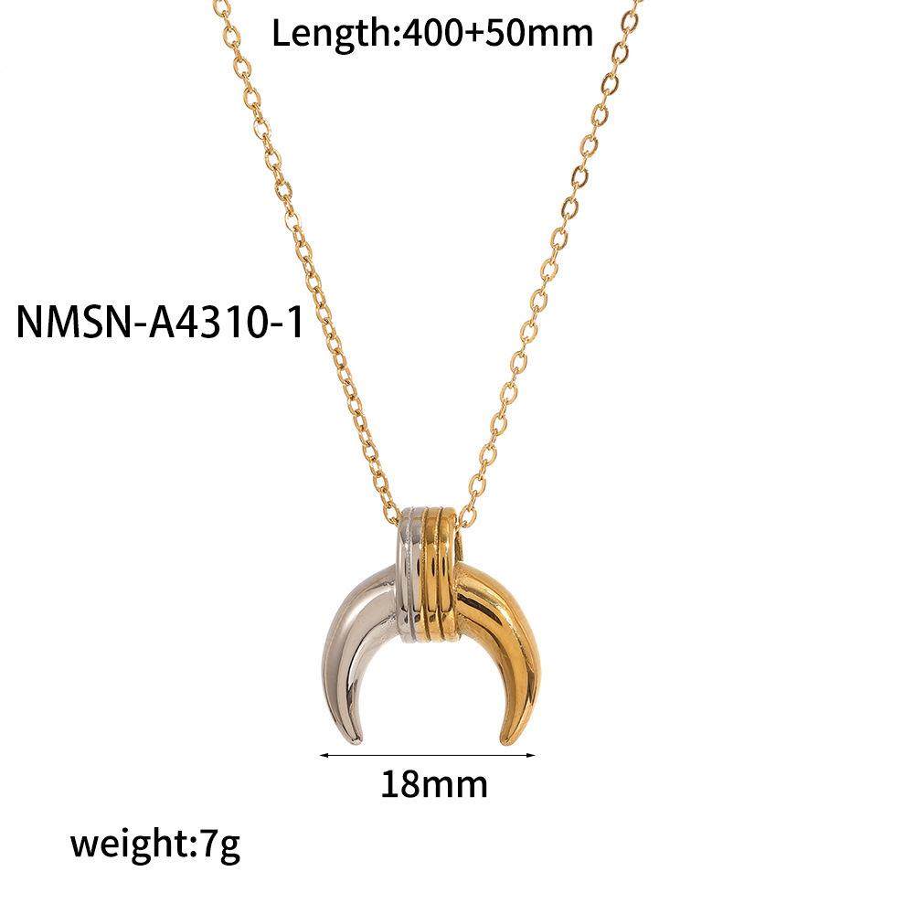 GEMCHIC Women s Fashion Two-Tone Moon Pendant Necklace Stainless Steel Gold Silver Geometric Chain Jewelry 18K