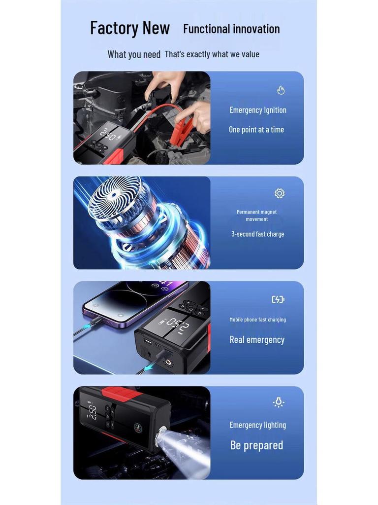 All-in-One 12V Car Battery Jump Starter & Inflator Power Bank