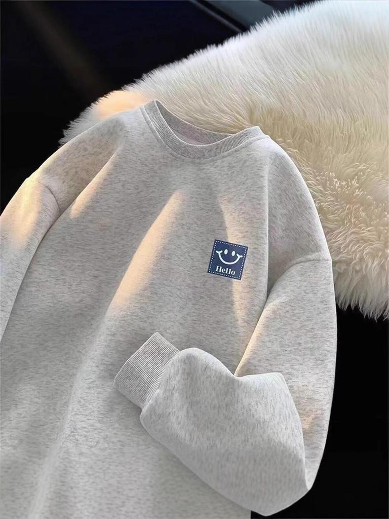 Samtgefütterter Lockerer Rundhals-Herren-Herbst/Winter-Hoodie - Trendiges, Verdicktes Oberteil für Paare