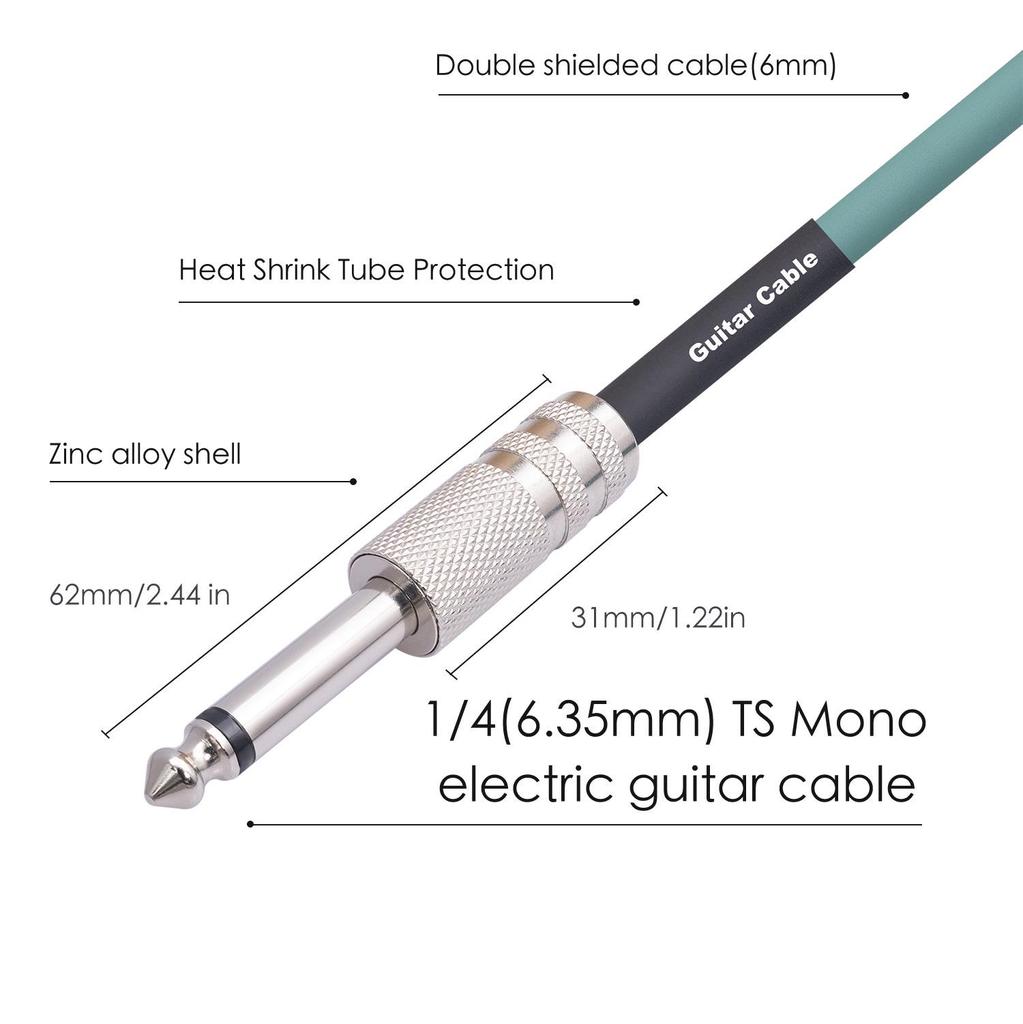 Double-Shielded 6.35mm Mono Electric Guitar Audio Cable
