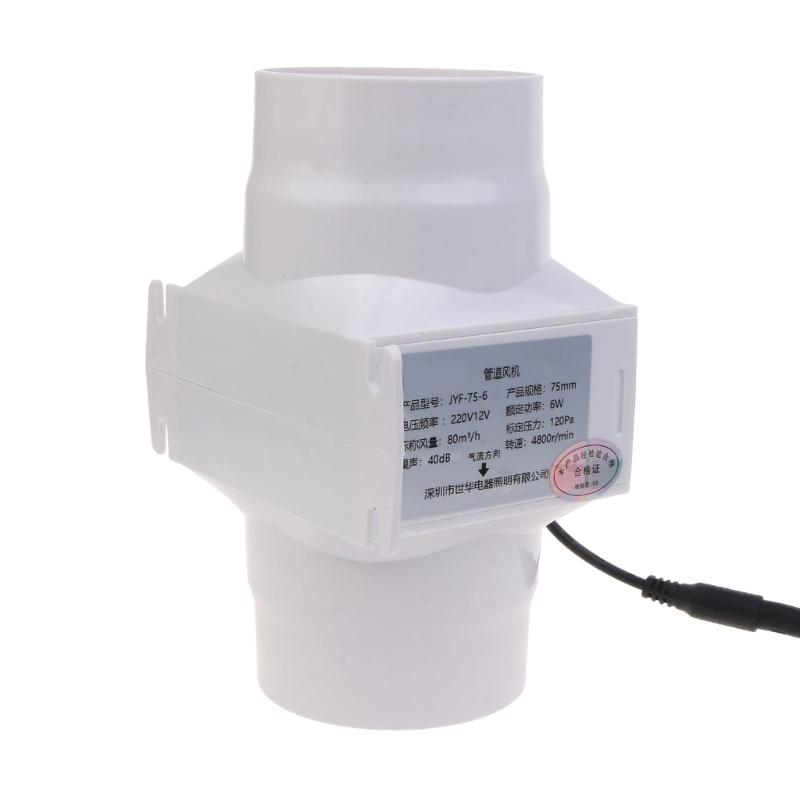Hochleistungs 75mm Inline Rohrventilator 12V 10W Leiser Lüfter ABS Lüfter für Kleine Räume mit Hohem Luftdurchsatz