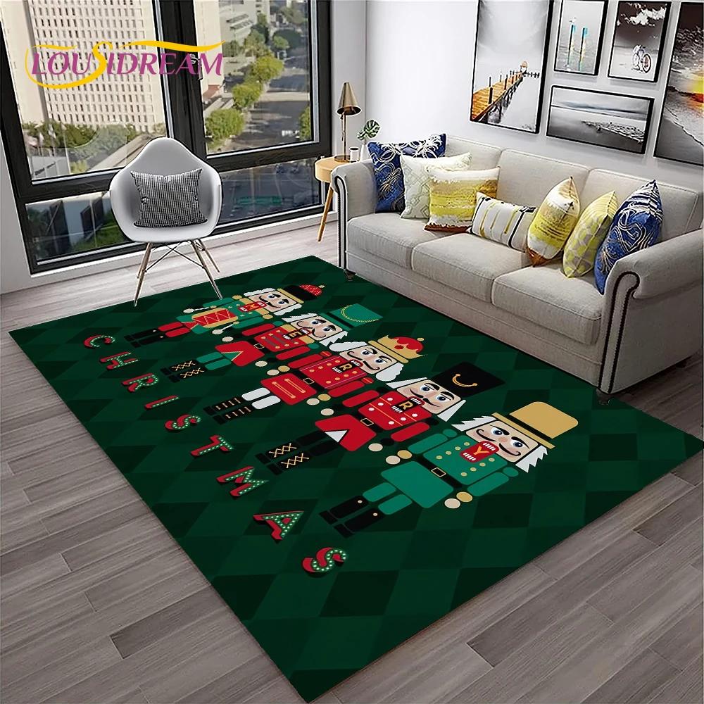 Nutcracker Christmas Tree Cartoon Fairy Tales Carpet Rug for Home Living Room Bedroom Sofa Doormat Decor,kids Non-slip Floor Mat