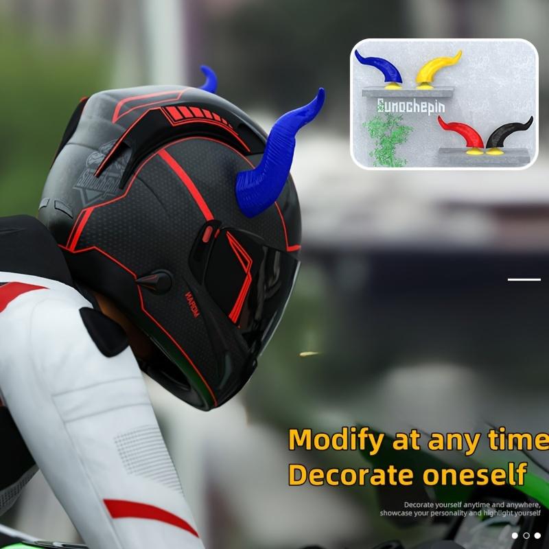 2pcs Sleeping Demon Horns Motorcycle Helmet Decal - Durable ABS Resin, High-Speed Racing Style Accessory for Bikes & Helmets