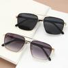Oversize Retro Double Bridges Polygon Square Metal Sunglasses UV400 Gradient Shades Fashion Men Women Trendy Sun Glasses